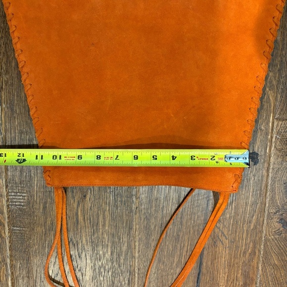 BAG TOTE PURSE Suede Orange Unbranded Shoulder Bag with Fringe - Picture 7 of 13